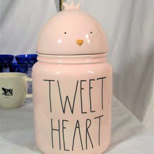 RAE DUNN COOKIE JAR VALENTINE "TWEET HEART" PINK  9.5" TALL X 5" NEW BIRD CHICK